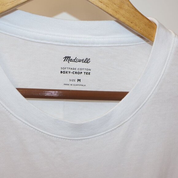 Madewell Womens White Boxy-Crop Tee Softfade Cotton Size XS - Picture 8 of 11
